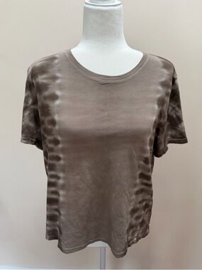 Raquel Allegra Brown Tie Dye 100% Cotton Short Sleeve T Shirt Top Sz. 3 (L)